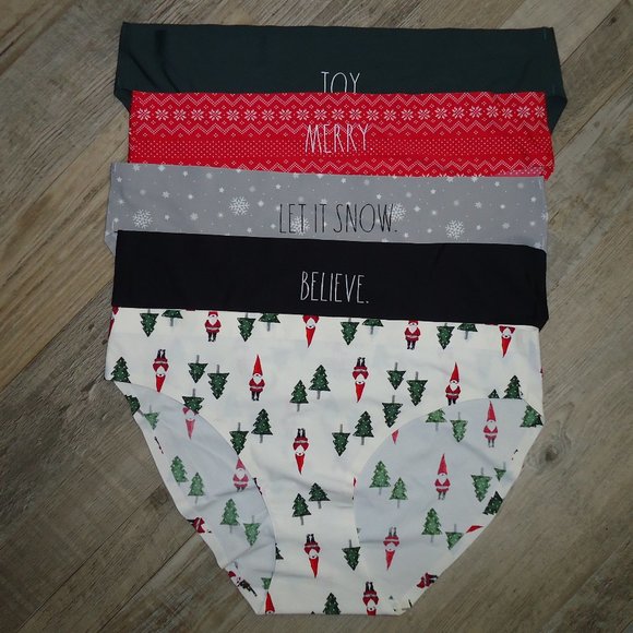 Rae Dunn* Women's‎ 5PK Jester RD Fair Isle Holiday Bikini Briefs~ Size Large - Picture 1 of 9